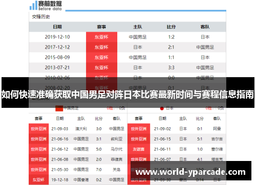 如何快速准确获取中国男足对阵日本比赛最新时间与赛程信息指南